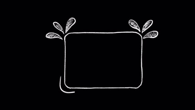 White chalk frame animation on transparent background