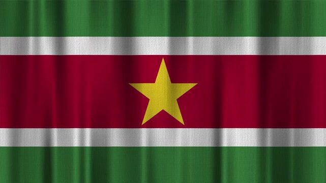 Suriname flag waving in the wind with high quality fabric texture