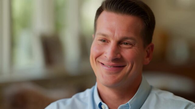 Business Expert Exuding Sincerity And Friendliness In Cozy Home Environment While Speaking Candidly