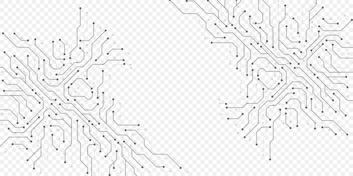 Circuit board digital abstract background. Motherboard technology texture design. AI semiconductor and computer processor on tech bg. Vector illustration