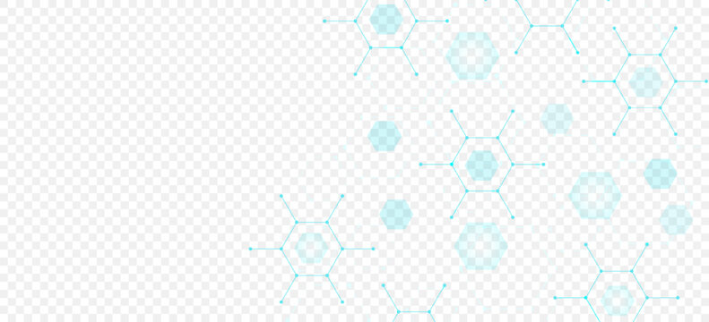 Health care or medical abstract background with hexagons, lines and dots. Scientific innovation banner template concept. Biology and pharmaceutical technology background. Vector illustration.