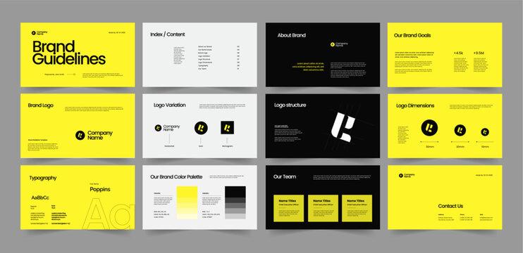 Modern Brand Guidelines Template Black Yellow Corporate Identity Design Kit