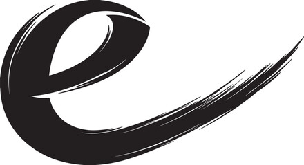 Stylized black letter 'e' with brush stroke effect, abstract typography also transparent background, letter e © mHs