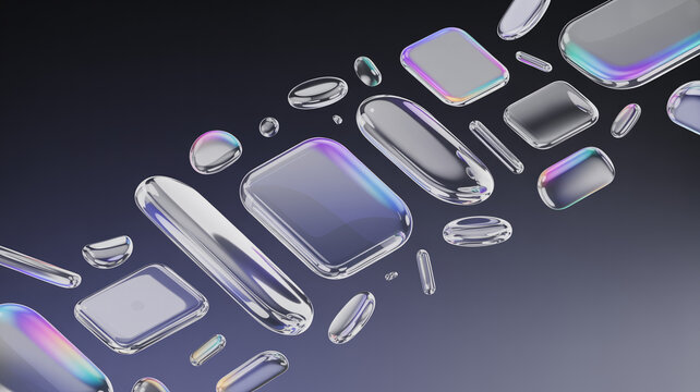 Floating Glass UI Components Abstract Interface Background Design