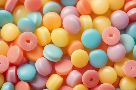 Caramelos de colores pastel en primer plano