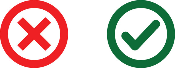 Obraz premium Check mark and cross icon Vector