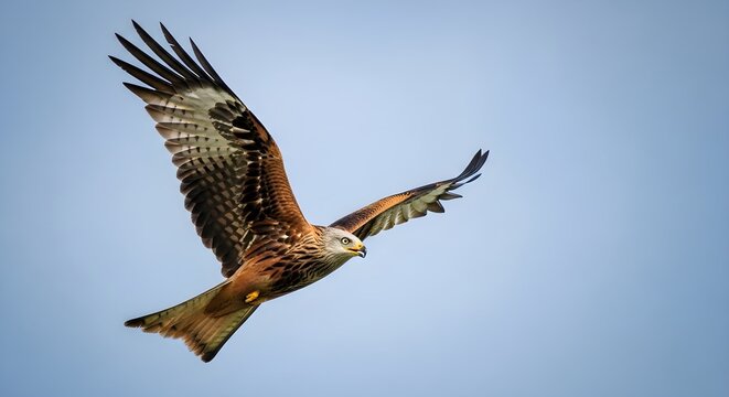 Majestic Red Kite Soars Gracefully Through the Bright Blue Sky