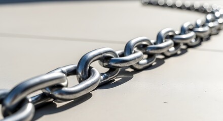 Fototapeta premium Galvanized Steel Chain Links with a Strong Metallic Shine