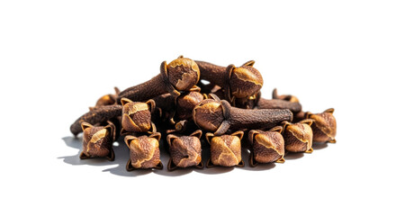 Obraz premium Close-up of Aromatic Dried Cloves Arranged Aesthetically Against A White Concept Delicious Food