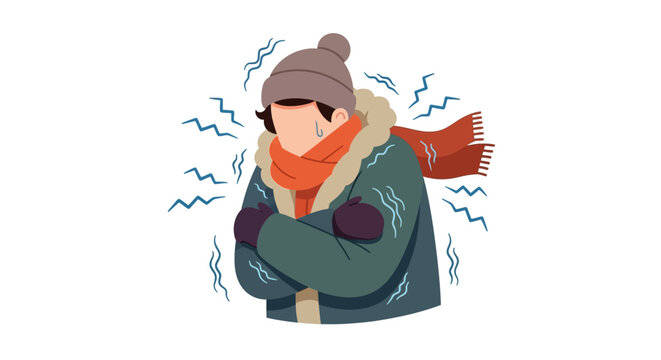 person wearing winter clothing with cold shivers silhouette high quality professional detailed modern elegant stylish clean crisp vibrant colorful digital creative