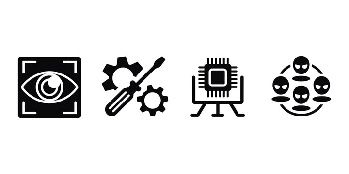 Artificial intelligence automation icons with agentic ai, RPA, machine learning and multi agent systems, representing future technology and smart workflow infrastructure.