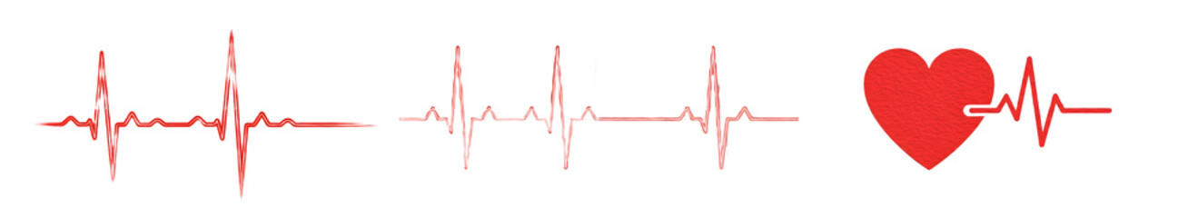 set of heart rhythm lines isolated on white background PNG \\\