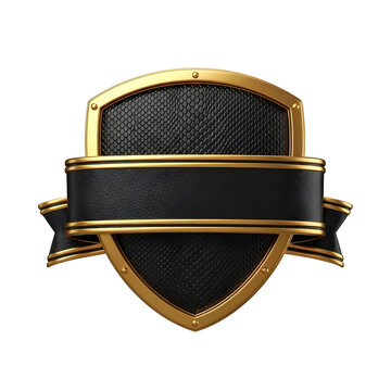 Luxury Gold and Black Carbon Fiber Shield with Blank Ribbon Banner