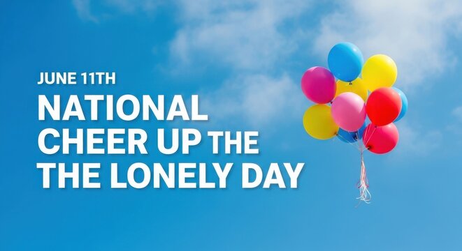 colorful balloon bouquet celebrating national cheer up the lonely day against blue sky