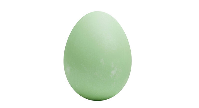 A single smooth, pale mint green egg with a matte texture, centered vertically, isolated on transparent background