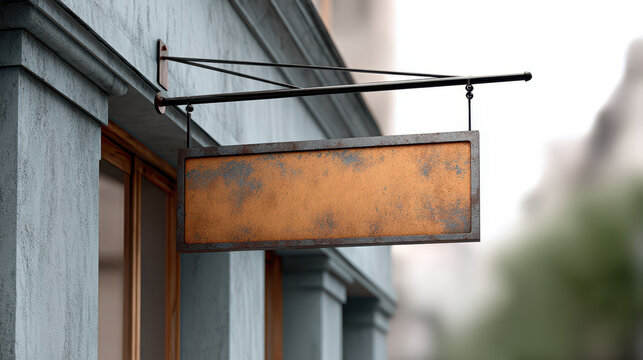 Aged Outdoor Metal Sign Mockup Cafe Restaurant rustic