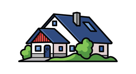 Fototapeta premium A house with a blue roof.