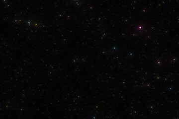Star field illustration with shimmering lights on a dark space background © Rangaroksia
