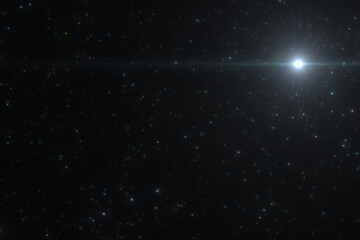 Star field illustration with shimmering lights on a dark space background © Rangaroksia