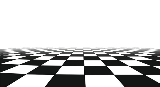 Black and white checkered floor pattern.