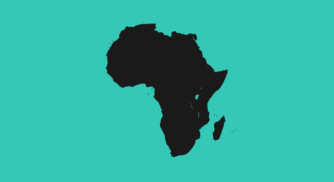 Africa continent map outline silhouette.