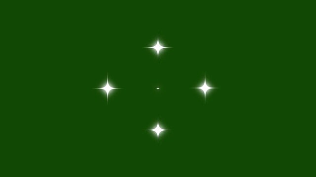 Twinkling stars animation fast glitter motion white cartoon blinking stars flat vector doodle sparkle glowing light trails 2D shining twinkle effect green screen background seamless 4k