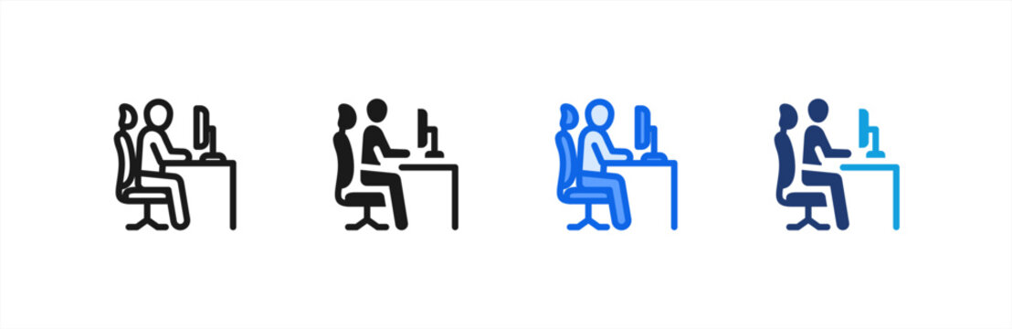 Workplace Monitoring icon multiple style collection. Vector illustration.