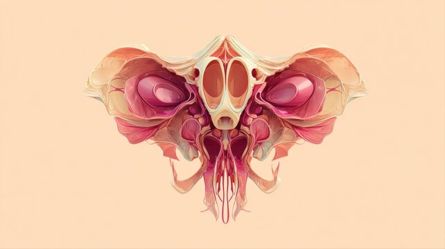 Surreal Abstract Anatomical Form with Organic Textures and Vivid Colors on Plain Background