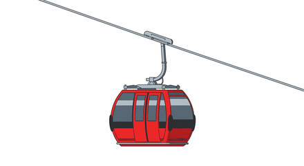 Red Cable Car Gondola on White Background © Jaya