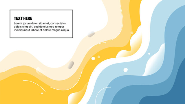 Abstract wavy background with organic fluid shapes in blue and yellow colors