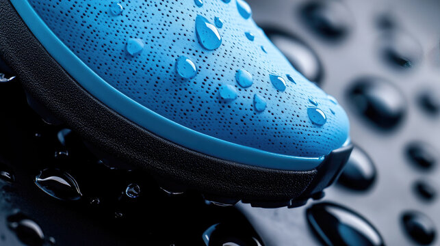 Waterproof overshoe protecting outdoor footwear from rain, showing water beading on the durable silicone surface, emphasizing resistance in wet city conditions during a commute
