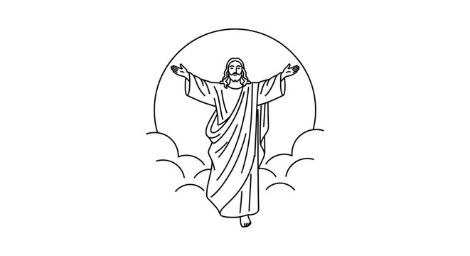 Jesus Christ Crucifixion Illustration Line Art 1.