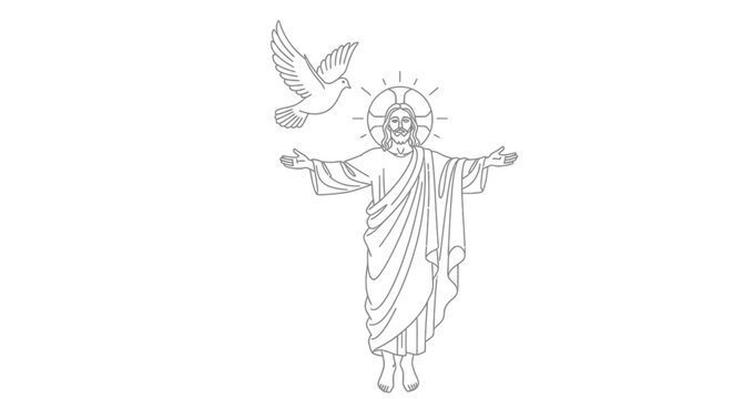Jesus Christ with dove symbol.