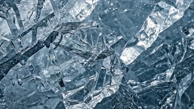 Ice, fractured crystalline formation reflecting ancient glacial epoch, depicting global climate deep chill, representing Sturtian Marinoan glaciation, symbolizing Snowball Earth condition.