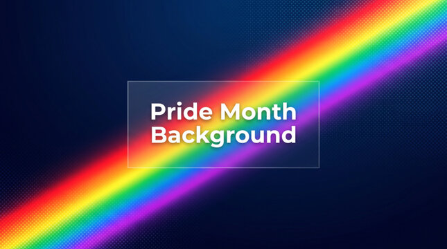 Pride month concept with vibrant rainbow light streak on dark background representing diversity equality inclusion and celebration theme for lgbt awareness campaign design