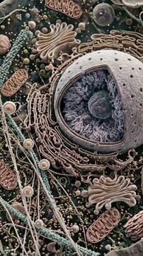 Stem cell, fundamental biological unit, revealing intricate internal organelle structure, essential for regenerative medicine advancement, supporting cellular differentiation.