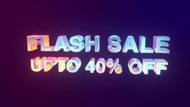 Flash sale concept with up to 40 percent discount designed for ecommerce platforms, online shopping promotions, retail campaigns, and social media advertising
