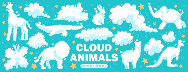 Fototapeta premium Illustration comic sky and cloud smoke cute with cat speed shape.