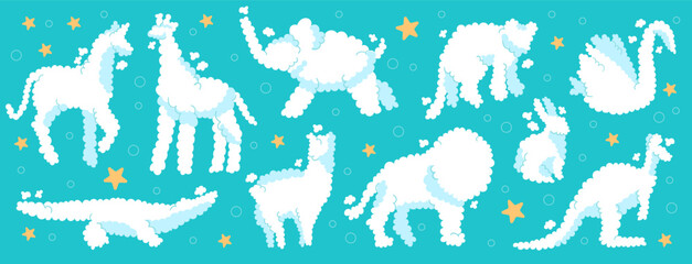Fototapeta premium Smoke shape cat with sky animal cloud and illustration speed cute.
