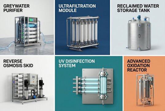 Innovative Water Treatment Technologies Featuring Greywater Purifier Ultrafiltration Module Reverse Osmosis Skid and UV Disinfection System Promoting Sustainable Water Solutions and