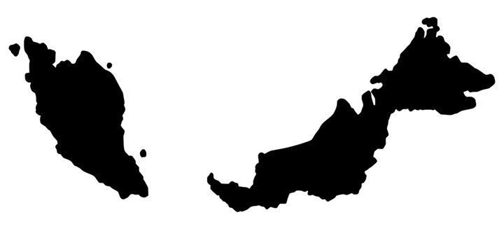 Malaysia Black Map Flat Design