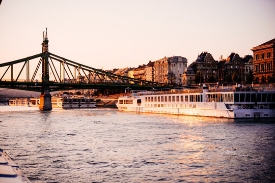 View of Liberty bridge in Budapest, Hungary.
