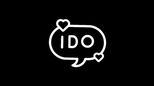 I Do speech bubble with hearts icon, symbolizing marriage proposal and commitment