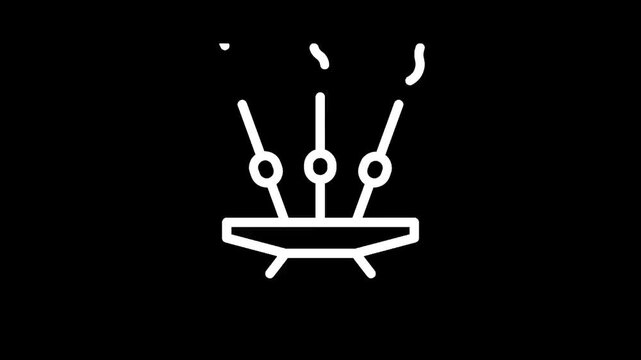 Abstract white line art of three incense sticks burning in a holder with smoke rising