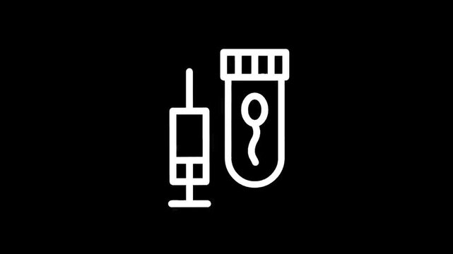 Medical icons representing fertility treatment and sperm analysis with syringe and sample vial