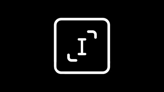 Periodic table element symbol for Iodine, atomic number 53, with a clean white outline on black