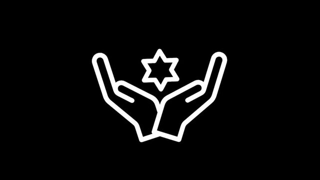 Symbol of hope and protection with hands holding a Star of David icon
