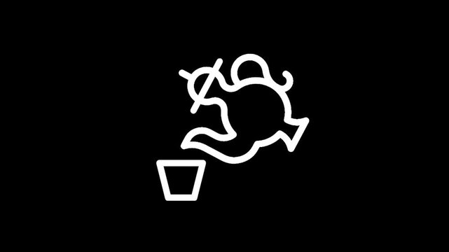 Stylized white outline of a traditional teapot and cup on a black background