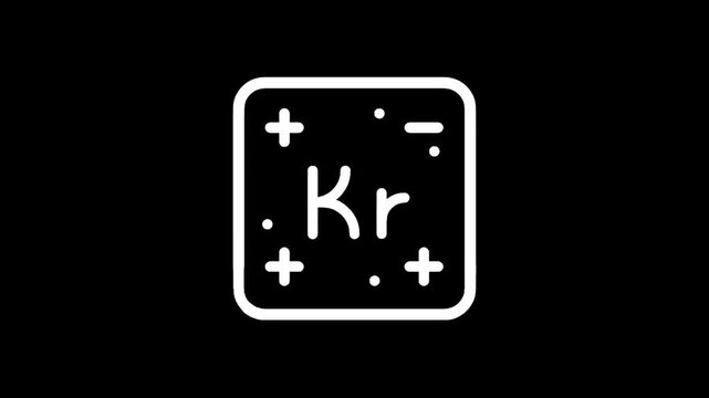 Periodic table element Krypton Kr 36 symbol icon on black background