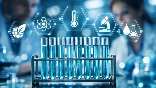 Biotechnology research scene with samples